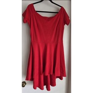 Sarin Mathews Women's Red Cotton Blend Dress Size XXL Hi-low